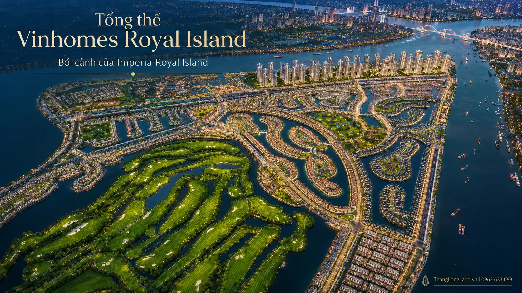 Phối cảnh từ trên cao dự án Vinhomes Royal Island